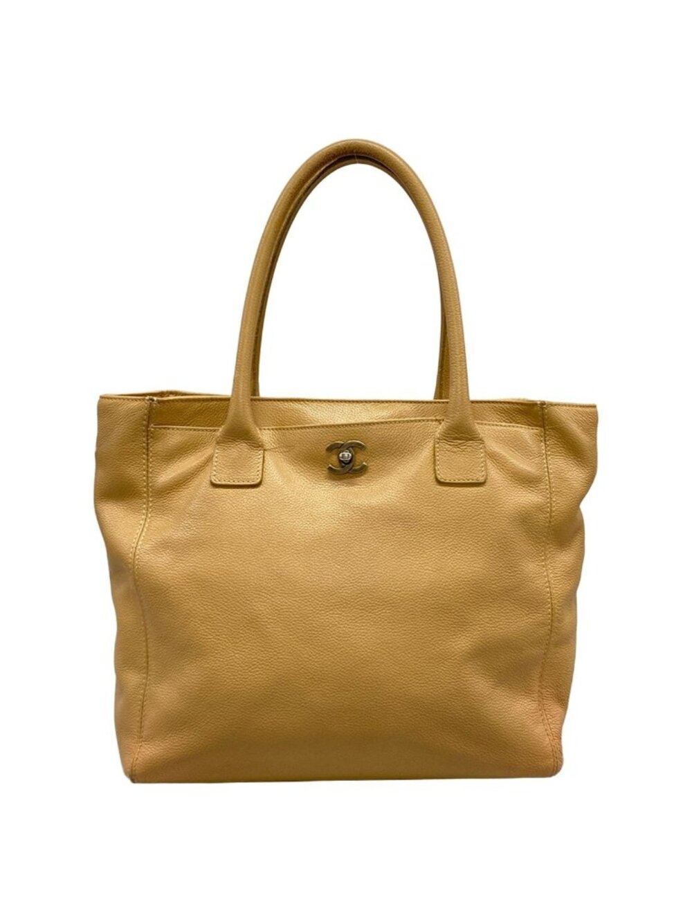 Chanel Tote Bag Executive Line Beige Vintage Gold Leather